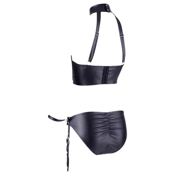 Cottelli Bondage - lesklá podprsenková souprava s pouty - černá - L