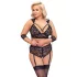 Cottelli Bondage Plus Size - krajková podprsenka sada (černá) - 3XL