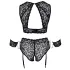 Cottelli Bondage Plus Size - krajková podprsenka sada (černá) - 3XL