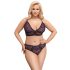 Cottelli Plus Size - průsvitný vzorovaný set podprsenky (fialový)