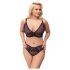 Cottelli Plus Size - průsvitný vzorovaný set podprsenky (fialový)