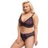 Cottelli Plus Size - průsvitný vzorovaný set podprsenky (fialový)