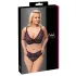 Cottelli Plus Size - průsvitný vzorovaný set podprsenky (fialový) - 2XL
