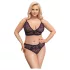 Cottelli Plus Size - průsvitný vzorovaný set podprsenky (fialový) - 2XL