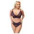Cottelli Plus Size - průsvitný vzorovaný set podprsenky (fialový) - 2XL