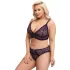 Cottelli Plus Size - průsvitný vzorovaný set podprsenky (fialový) - 2XL