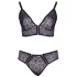 Cottelli Plus Size - průsvitný vzorovaný set podprsenky (fialový) - 2XL