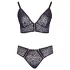 Cottelli Plus Size - průsvitný vzorovaný set podprsenky (fialový) - 2XL