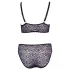 Cottelli Plus Size - průsvitný vzorovaný set podprsenky (fialový) - 2XL