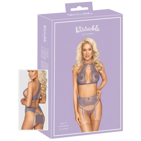 Kissable - krajkové spodní prádlo set (fialová) - L/XL