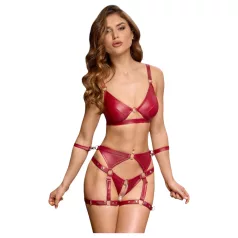   Cottelli Bondage - lesklý set podprsenky a pouta (červená)