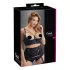 Cottelli Plus Size - podprsenka s pásky a kroužky - černá - 85E
