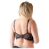 Cottelli Plus Size - podprsenka s pásky a kroužky - černá - 85E