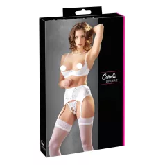   Cottelli - podprsenkový set s krajkou a šněrováním - bílý - 80B/M