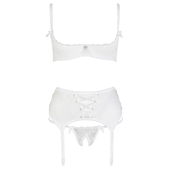 Cottelli - podprsenkový set s krajkou a šněrováním - bílý - 80B/M
