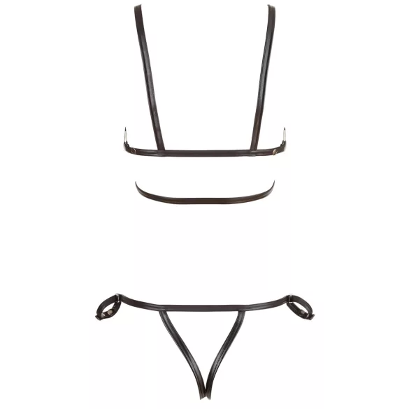 Cottelli Bondage - lesklý tělový postroj bikini - černý - XL
