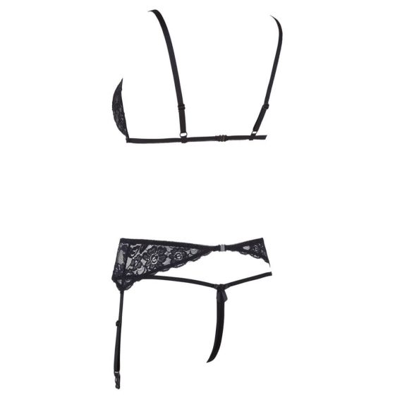 Cottelli - otevřená krajková souprava spodního prádla (černá)