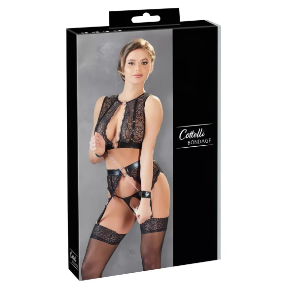 Cottelli Bondage - krajková sada spodního prádla - 4dílná