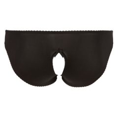 Cottelli Plus Size - krajkové otevřené kalhotky (černé)