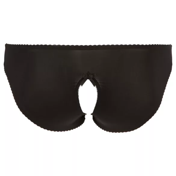 Cottelli Plus Size - krajkové, otevřené kalhotky (černé) - 3XL