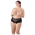 Cottelli Plus Size - otevřené kalhotky s krajkou a perlami - černé