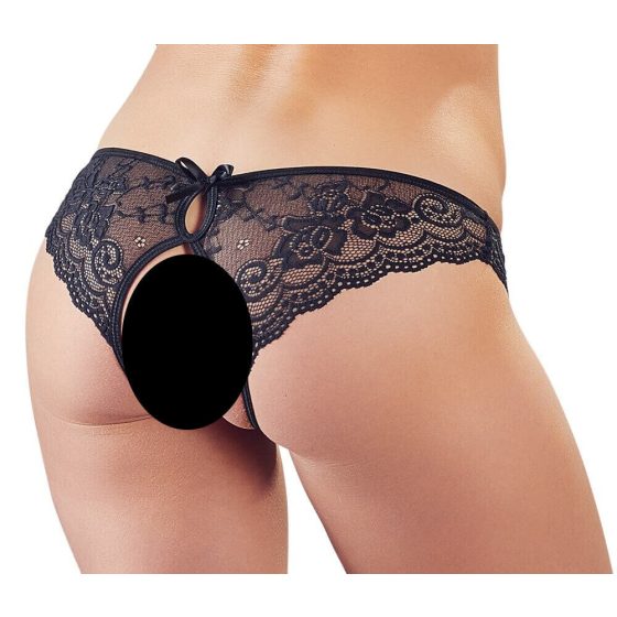 Cottelli - krajkové dámské kalhotky s mašlí (černé)