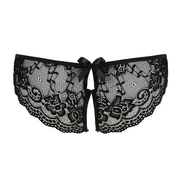Cottelli - dámské otevřené kalhotky - krajka, mašle - černé - XL