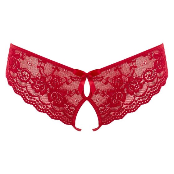 Cottelli - otevřené francouzské kalhotky s mašličkou (červené) - L