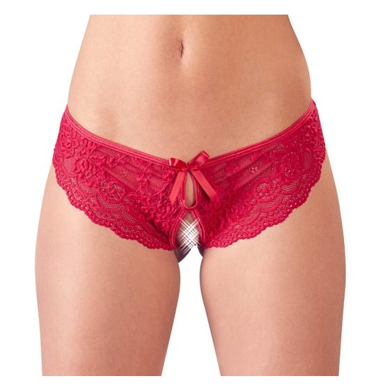 Cottelli - otevřené francouzské kalhotky s mašličkou (červené) - XL