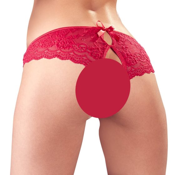Cottelli - otevřené francouzské kalhotky s mašličkou (červené) - XL