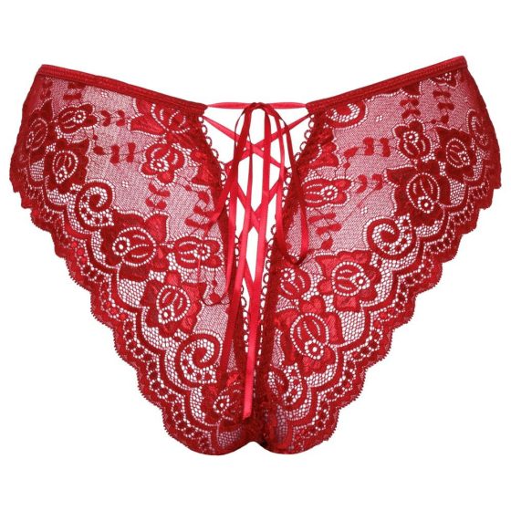 Cottelli - otevřené krajkové kalhotky (červené)