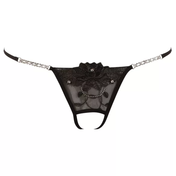 Cottelli - dámské otevřené tanga - lesklý květinový motiv - M/L