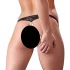 Cottelli - dámské tanga s perlami - otevřená krajka - černá