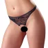 Cottelli - dámské tanga s perlami - otevřená krajka - černá - XL