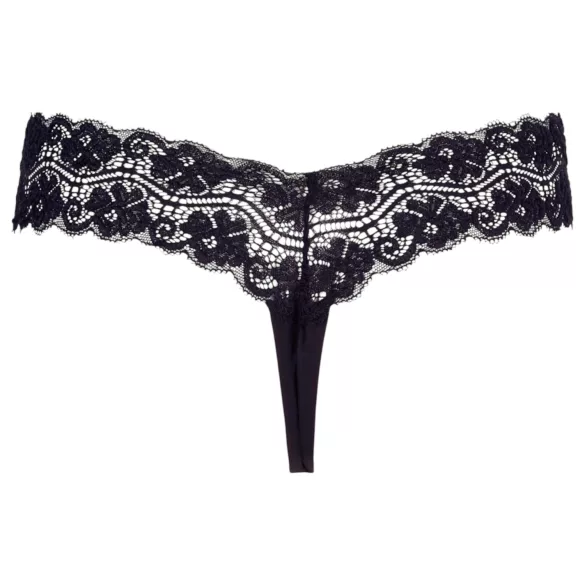 Cottelli - tanga s dvojitými perlami - krajka - černá - M