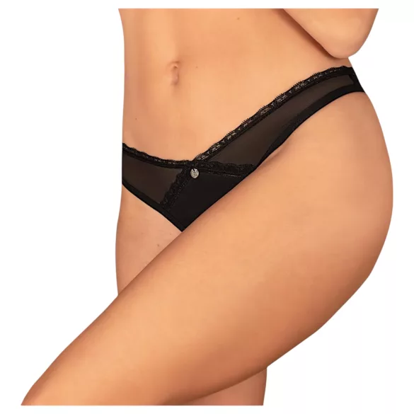 Obsessive - otevřené tanga - černá - XL/XXL