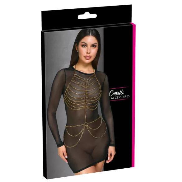 Cottelli - tělový postroj s řetízky - zlatá