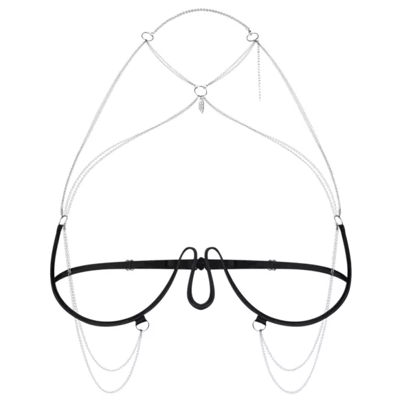 Obsessive - řetízkové postrojové podprsenka - černá (S-L)