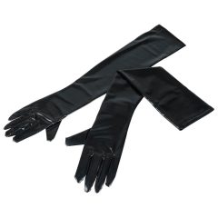 Dlouhé, lesklé rukavice - černé