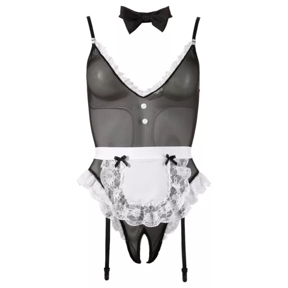 Cottelli - erotický kostým pokojské - body - černá - M