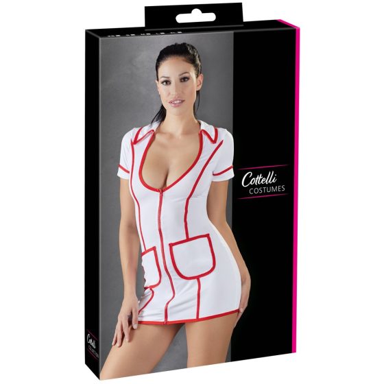 Cottelli Nurse - Kostýmové šaty pro zdravotní sestru (bílé) - M