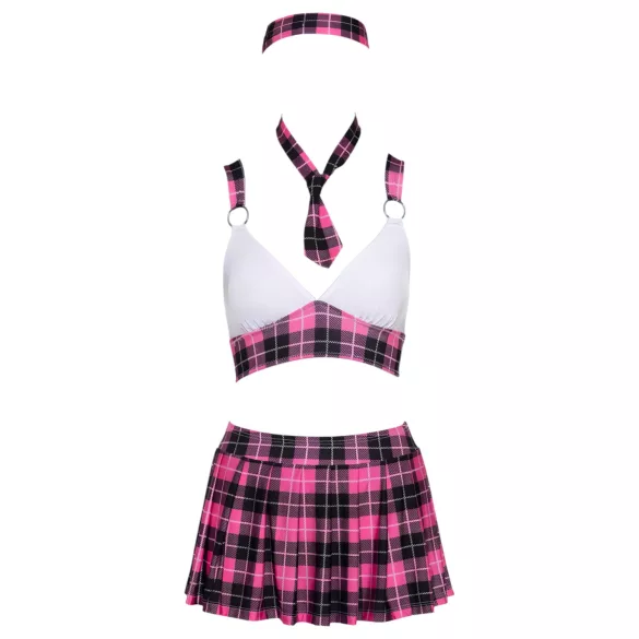 Cottelli - kostým školačky - růžový kostkovaný set
