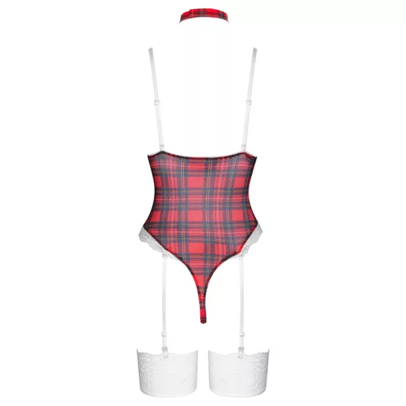 Cottelli - body set - kostkovaný vzor - červená - M
