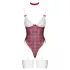 Cottelli - body set - kostkovaný vzor - červená - L