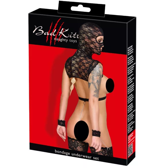 Bad Kitty - krajková BDSM sada (černá) - L