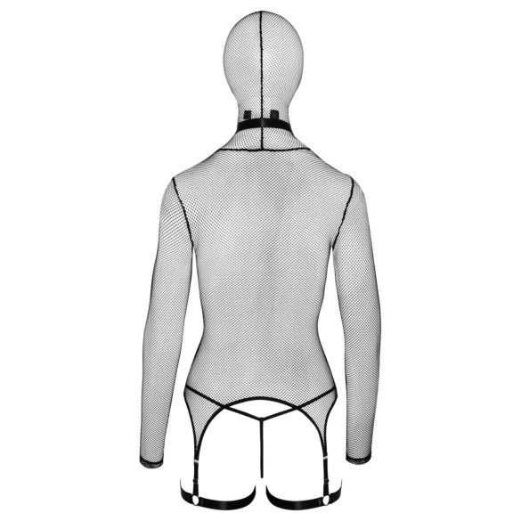 Bad Kitty - BDSM průhledná síťovaná sada s bičem (černá) - M