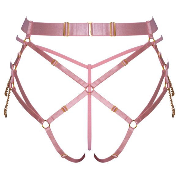 Bad Kitty - řetězový postroj s tangy (růžový)