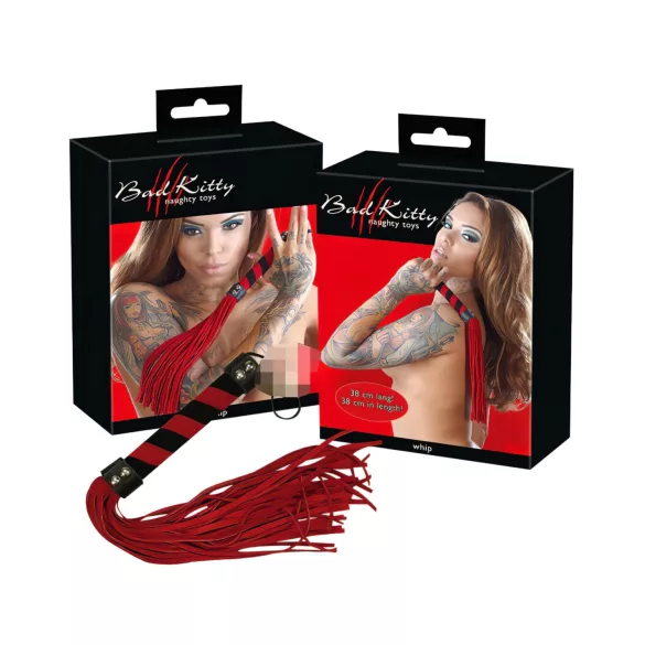 Bad Kitty - bič z umělé kůže - červený