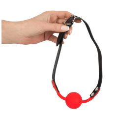   Bad Kitty - silikonová kulička do úst s koženkovým popruhem (červená)