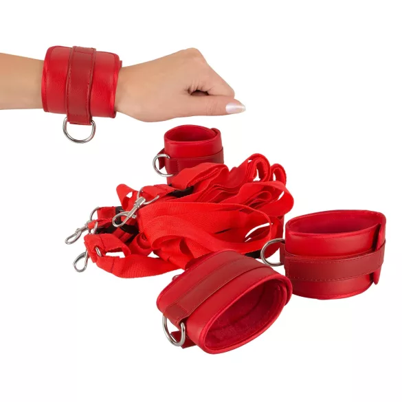 Bad Kitty - pouta na postel - suchý zip - umělá kůže - červená